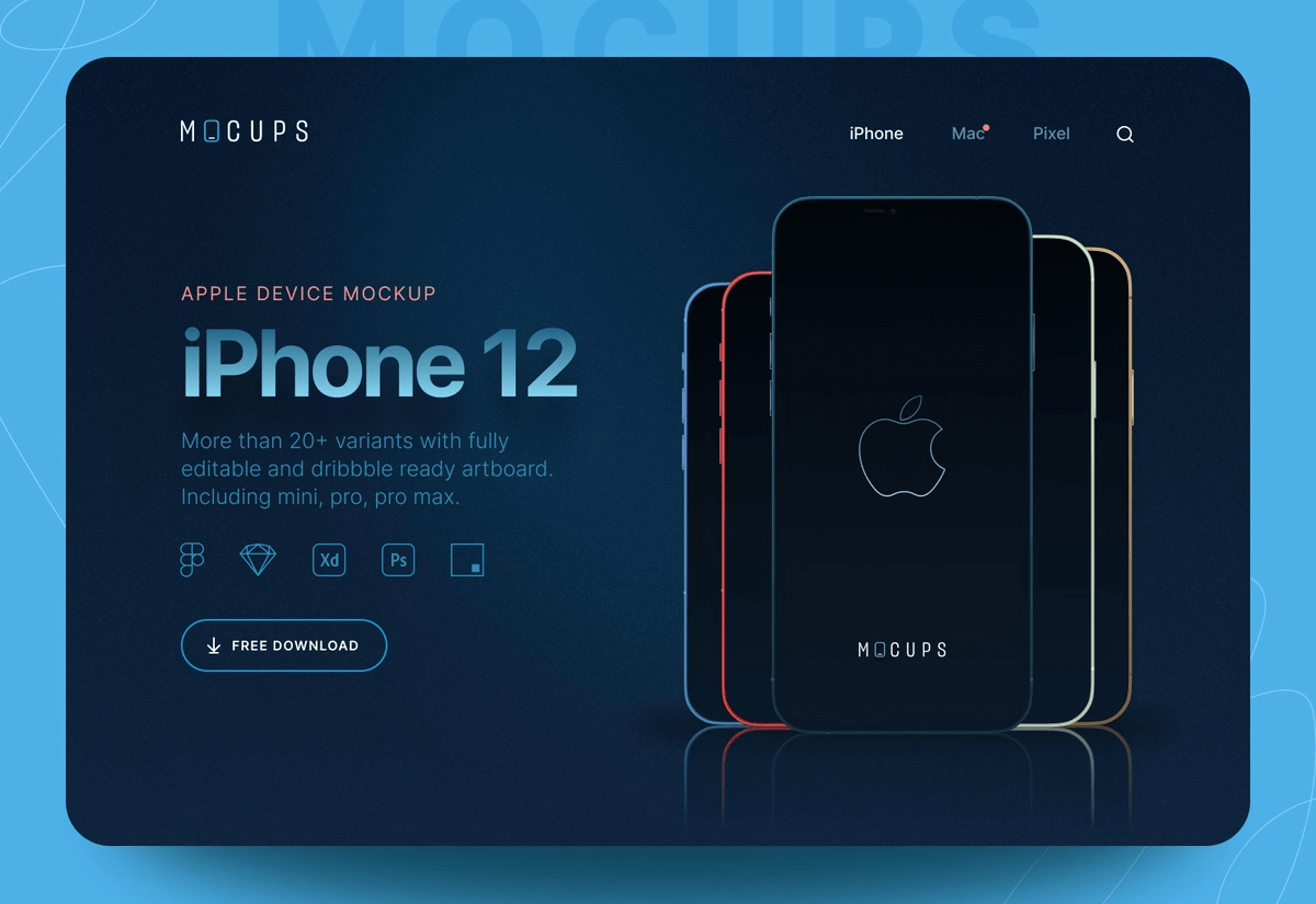 iPhone 12全系 Sketch、XD、Studio 样机 免费下载！-优享侠