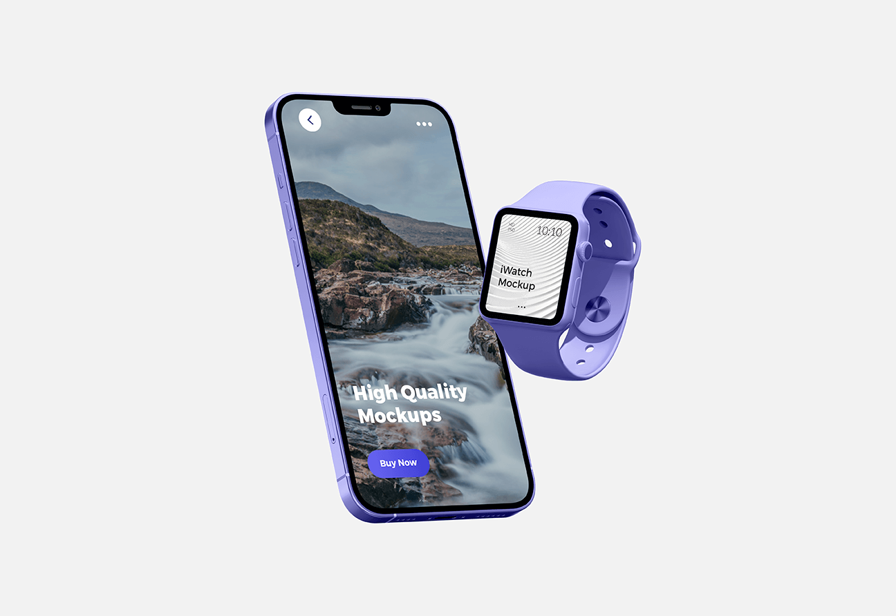 高质量iPhone 13+Apple Watch(苹果13/苹果手表样机)PSD样机模板 免费下载!-优享侠