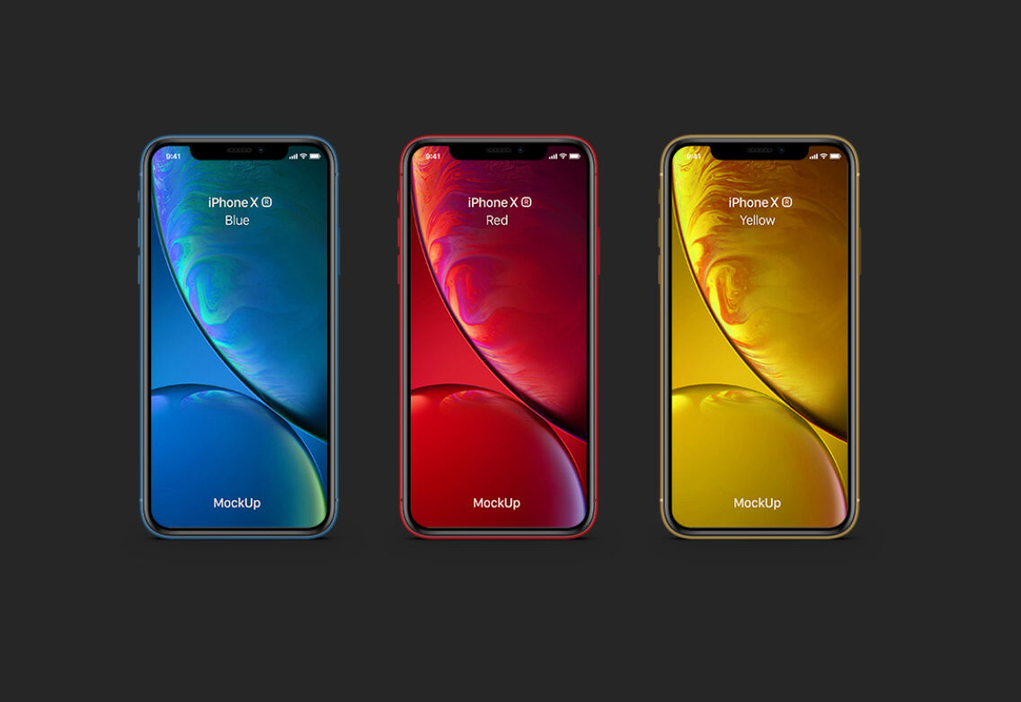 iPhone XR (所有颜色) 苹果XR样机模型（PSD样机模板）免费下载！-优享侠