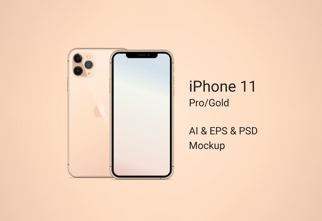 iPhone11 Pro 金色样机素材（PSD样机模板）免费下载！-优享侠