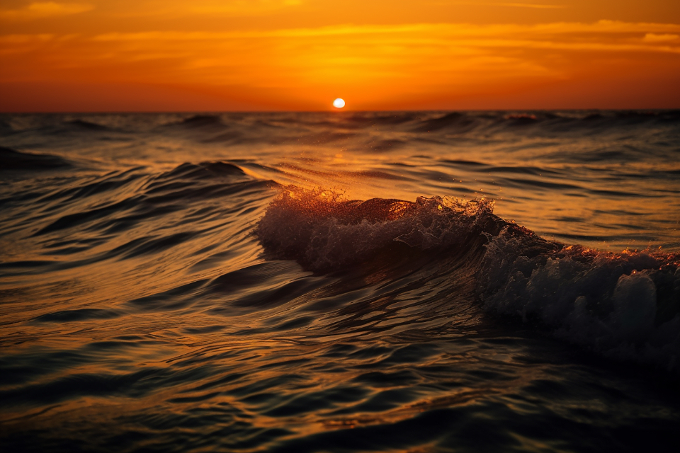 金色夕阳下的海浪 无版权可商用图片素材 免费下载！-优享侠