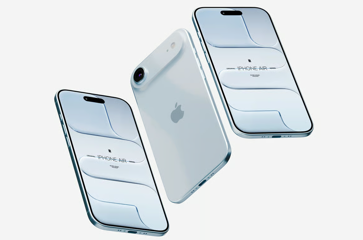 悬浮多角度iPhone Air（PSD样机模板）可商用电子数码样机免费下载！-优享侠