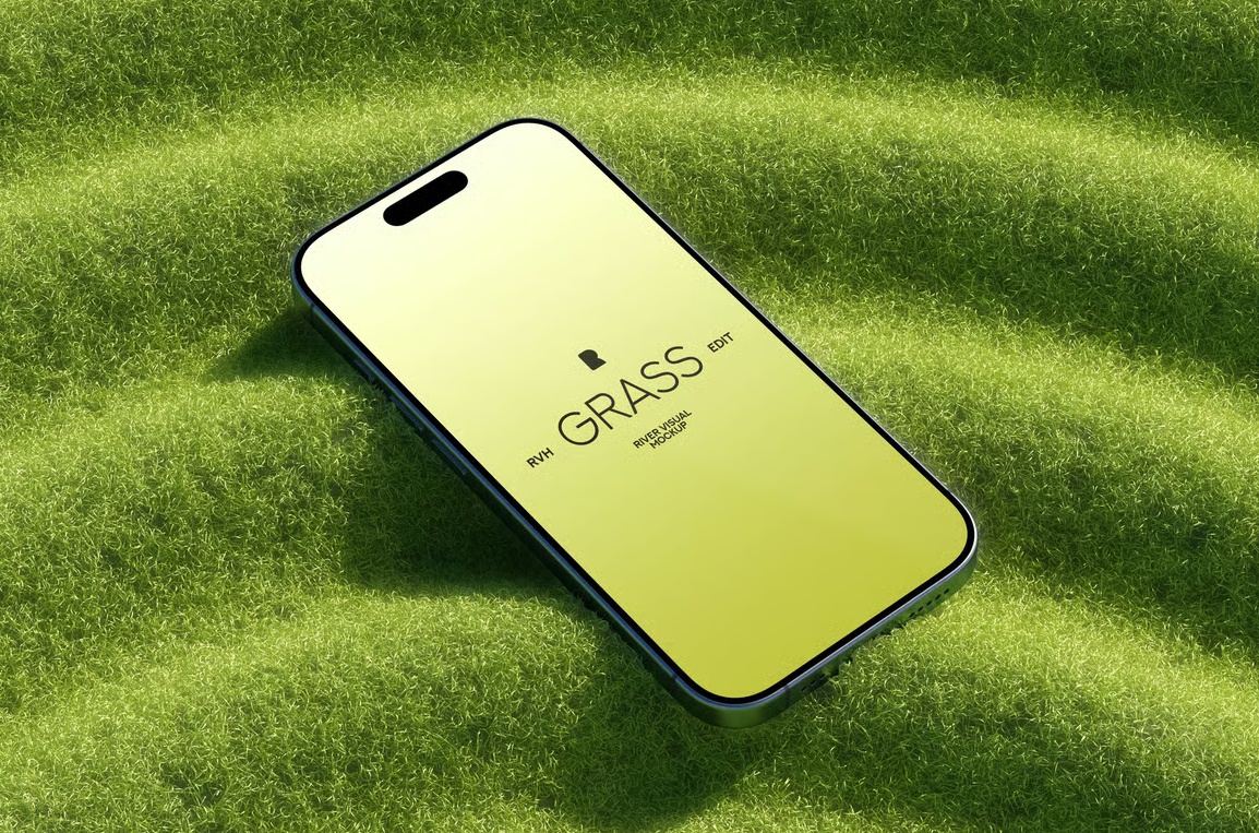 触摸草地系列iPhone 16 Pro(PSD样机模板)可商用电子数码产品样机免费下载!-优享侠