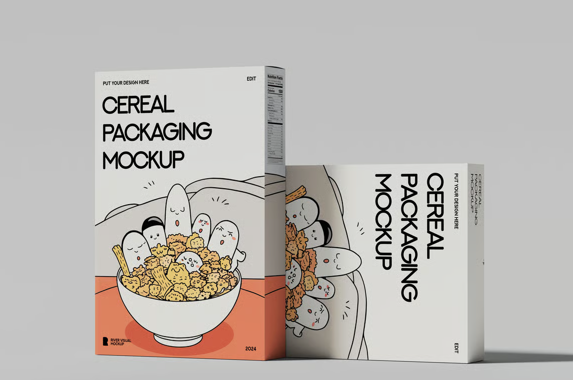 产品包装-麦片盒（PSD样机模板）可商用样机素材免费下载！-优享侠