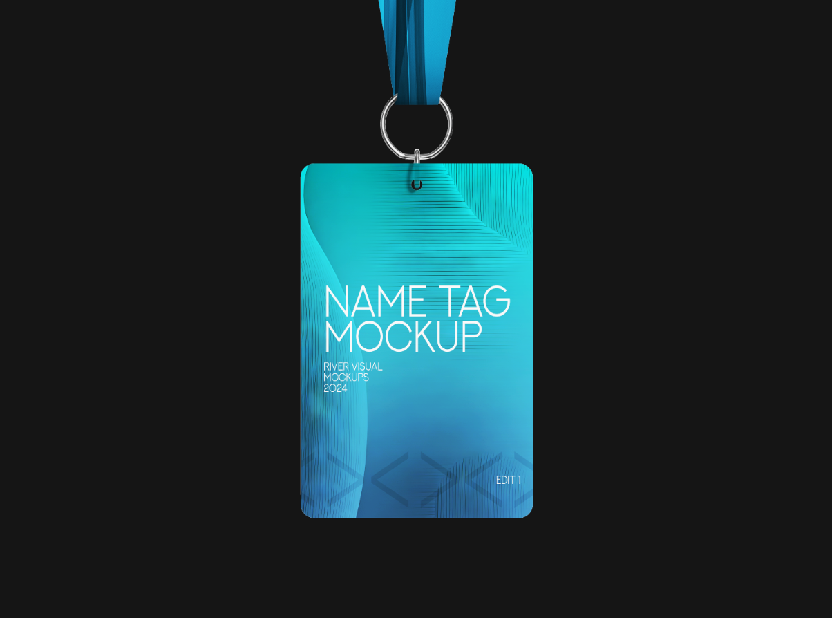 正面视图挂绳式工作证（PSD样机模板）可商用样机素材免费下载！-优享侠