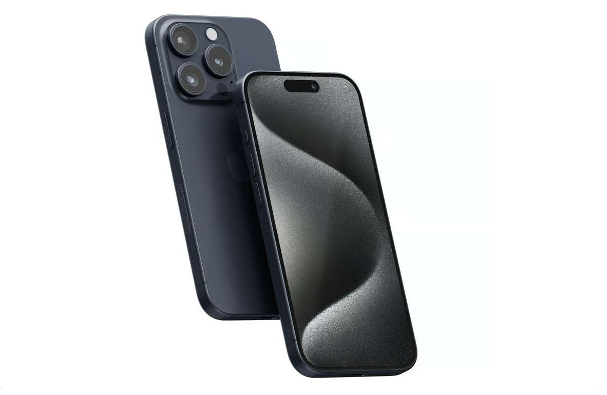 悬浮正反面iPhone 15 Pro手机（PSD样机模板）可商用样机素材免费下载！-优享侠